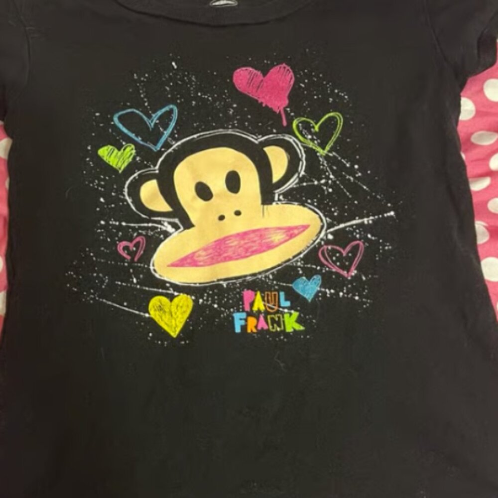 Paul Frank Monkey Hearts T-Shirt Julius Graphic Tee Cute Y2K